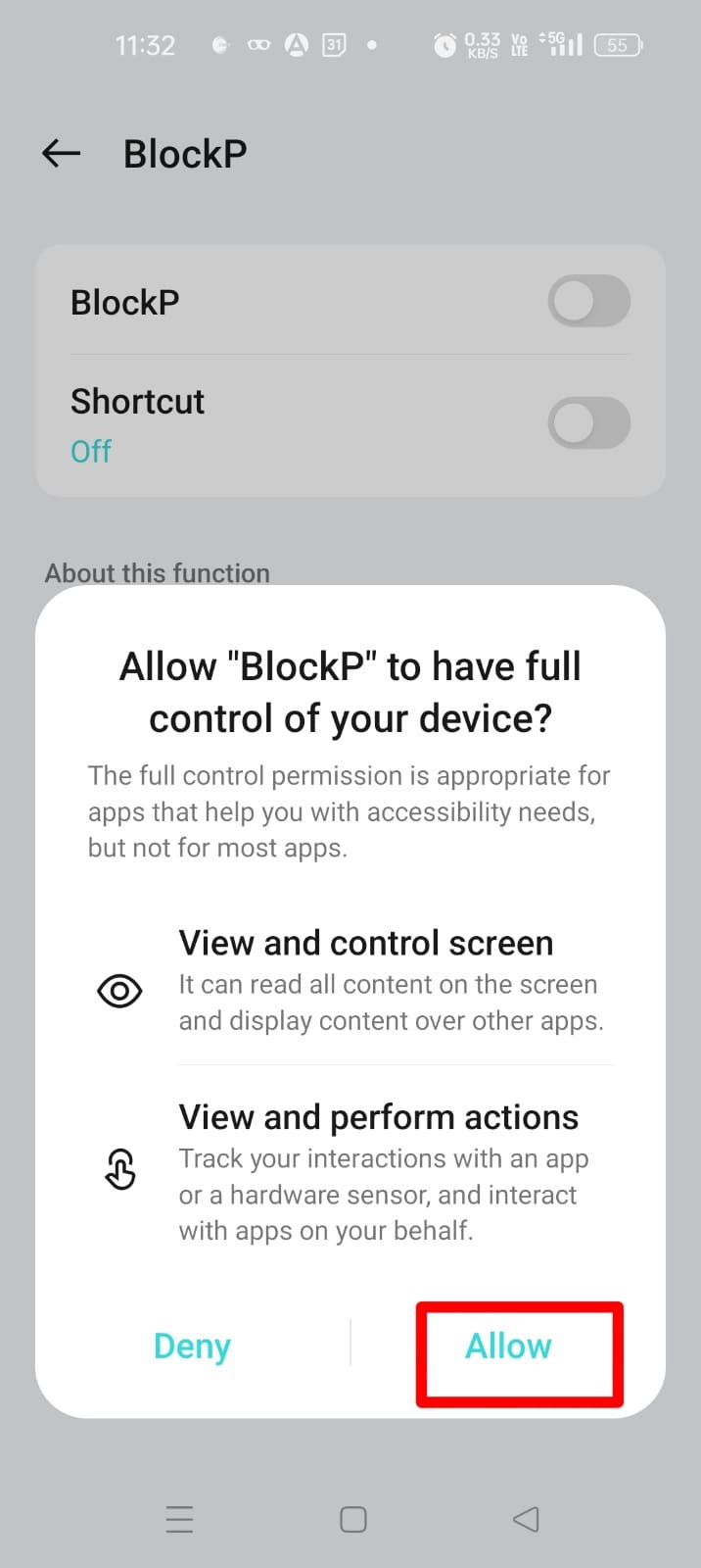 allow blockP