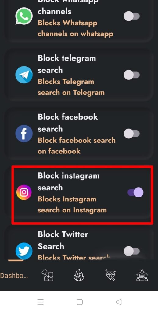 block instagram search