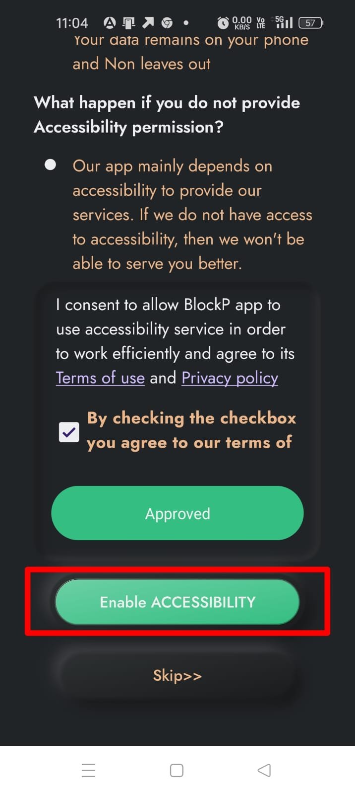 new enable accessibility